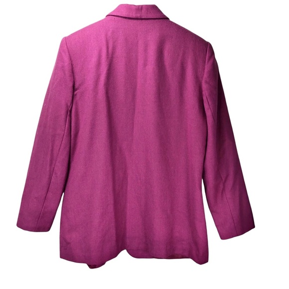 Vtg 90’s Sag Harbor 100% Wool Blazer Wo’s 12 Fuchsia Pink Classic Retro Office - Picture 6 of 10